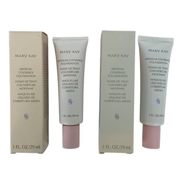 Mary Kay Medium Coverage Foundation Ivory 202 Two Tubes 1 oz Normal To Oily Skin - Picture 1 of 7